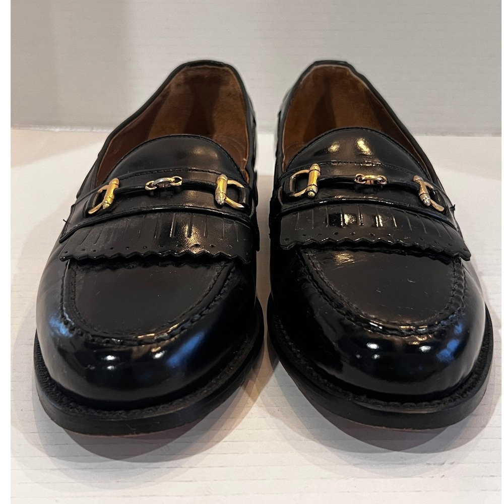 Stafford Mens Black Leather Fringe Loafers Dress Shoes Size 8D
